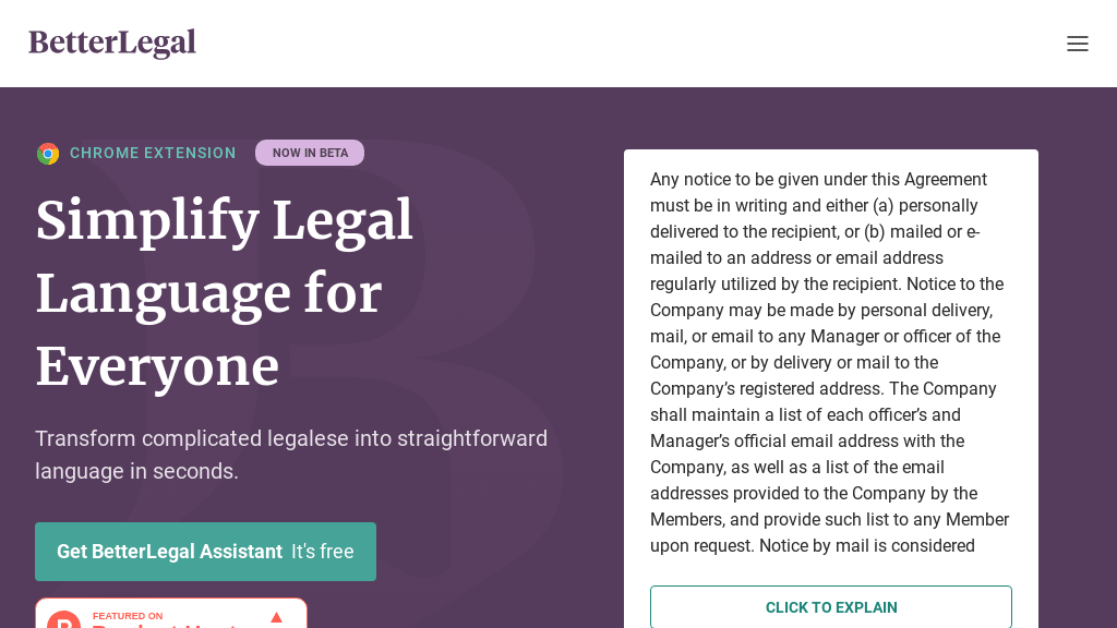 BetterLegal Assistant