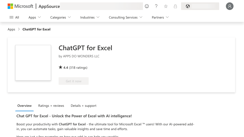 ChatGPT for Excel