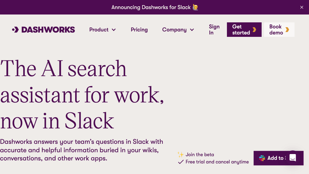 Dashworks for Slack