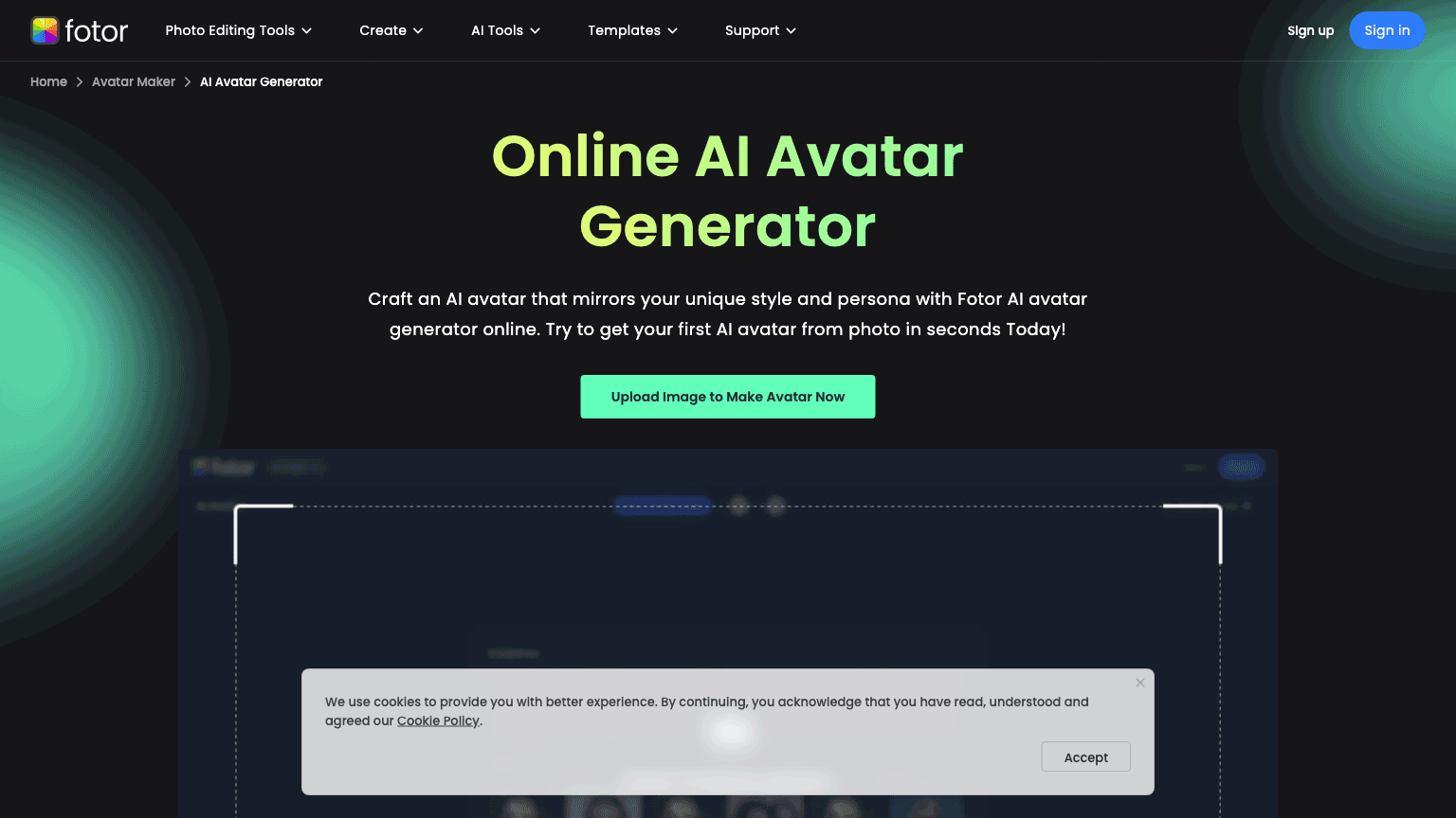 Fotor AI avatar generator