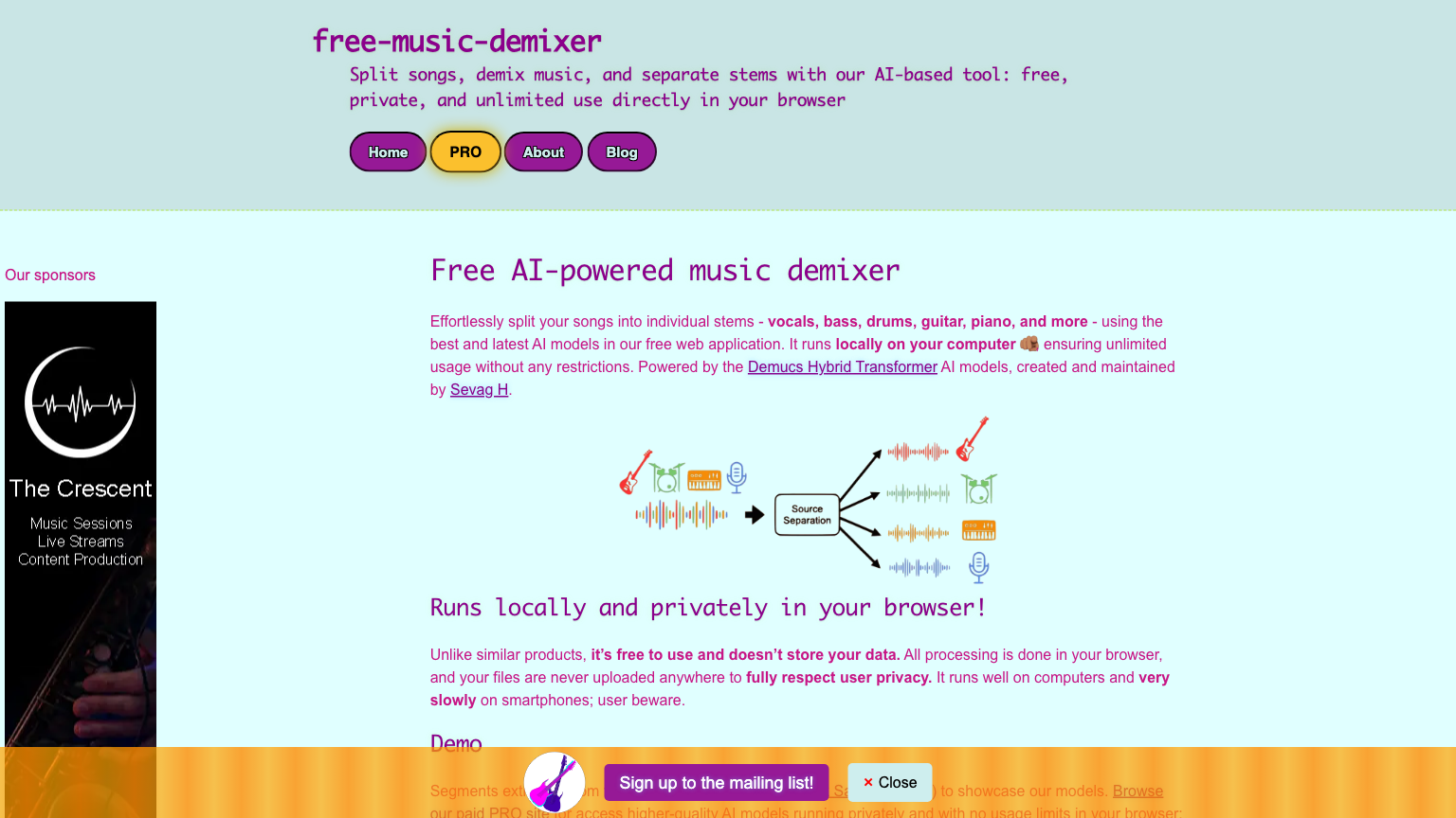 Free Music Demixer